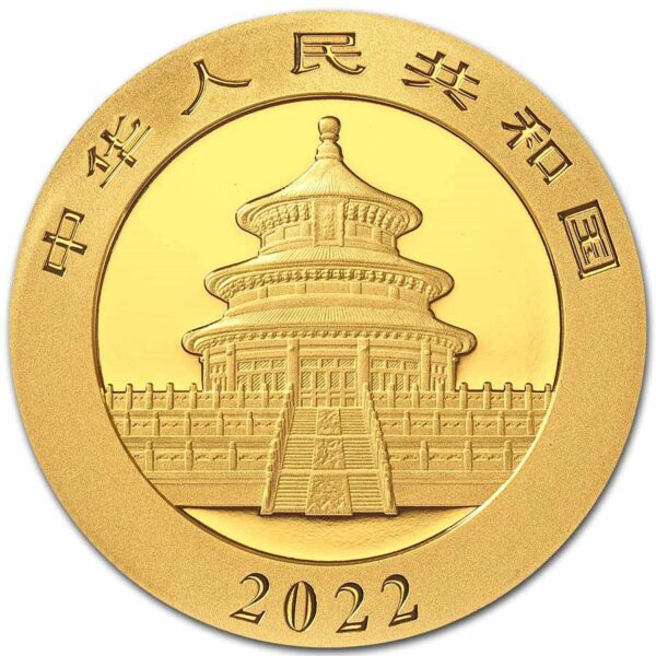 Gouden China Panda 1 gram 2022 back 101munten
