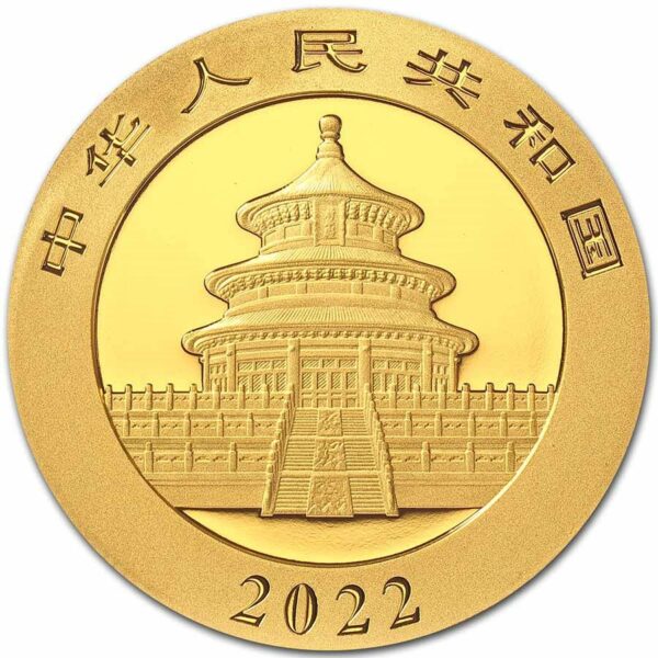 Gouden China Panda 3 gram 2022 back 101munten