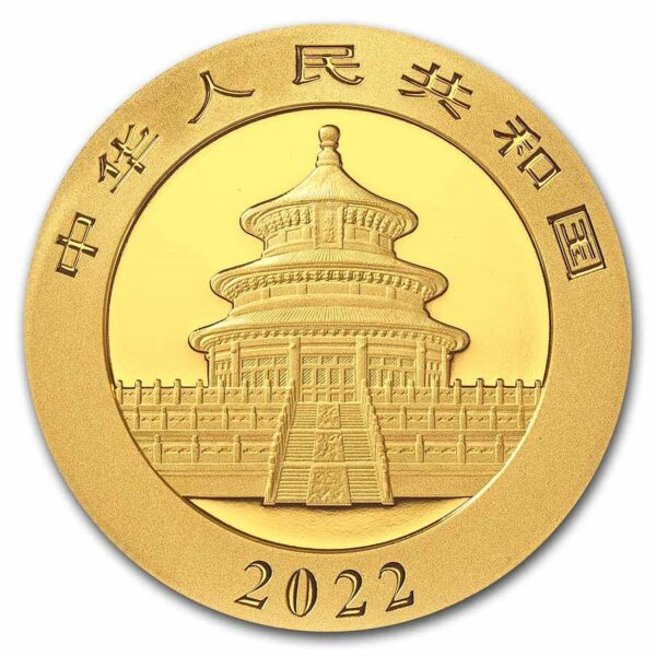 Gouden China Panda 30 gram 2022 back 101munten