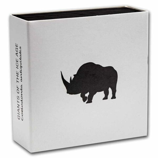 Gouden Giants of the Ice Age Wooly Rhino 1 oz 2021 box 101munten