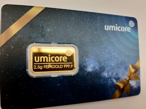 2.5 gram goudbaar Umicore giftcard