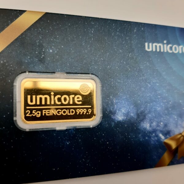 2.5 gram goudbaar Umicore giftcard