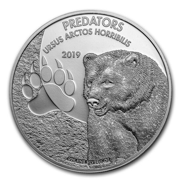 Congo Predators Ursus Arctos Horribilis Grizzly Bear 1 oz 2019 front 101munten