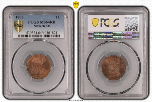 1 cent 1876 MS64 RB PCGS gecertificeerd