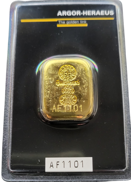Argor Heraeus 50 gram goudbaar