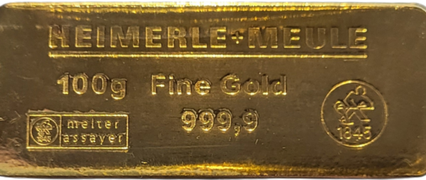 Heimerle Meule 100g goudbaar 101muntennl front