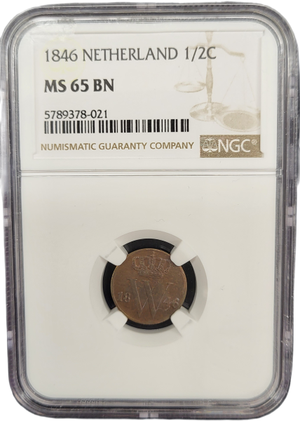1/2 Cent 1846 BN NGC slab MS65 BN