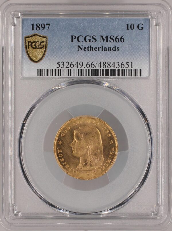 10 gulden 1897 MS66 losse parels PCGS