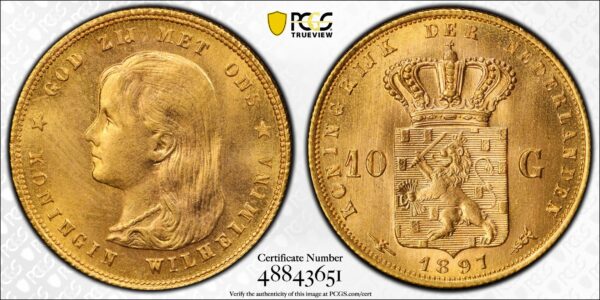 10 gulden 1897 MS66 losse parels PCGS