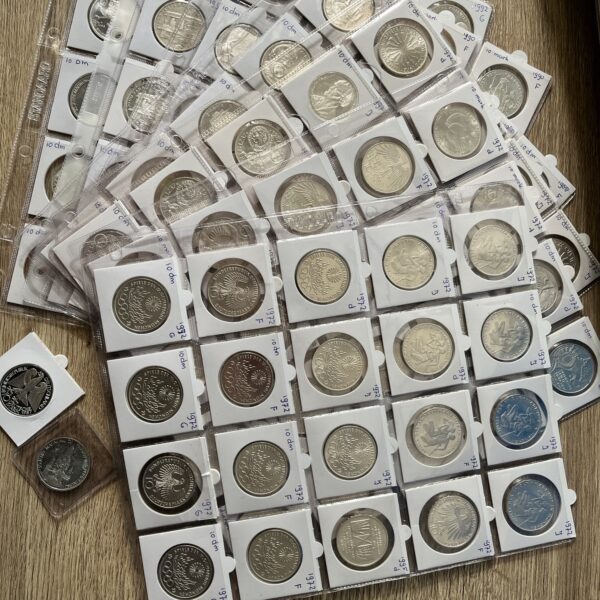 zilveren 10 duitse marken collectie zilver 625/1000 142 stuks