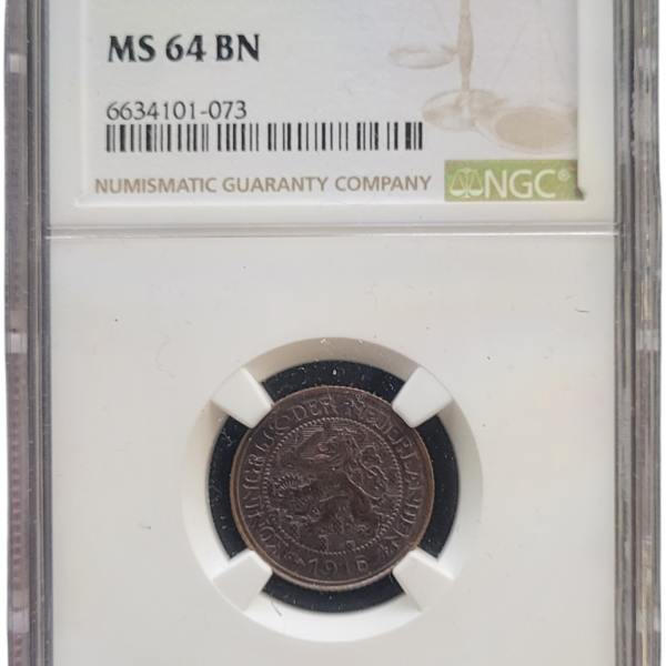 1 cent 1916 Wilhelmina NGC MS64 Top Pop