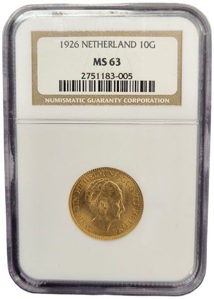 Gouden 10 Gulden 1926 MS63 NGC