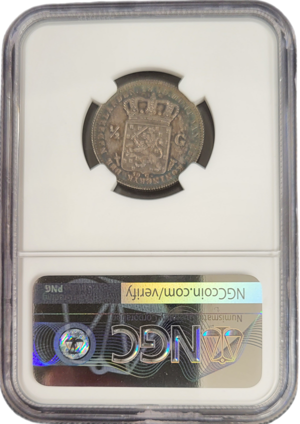 Koning Willem III halve gulden 1850 PF63 Cam NGC back