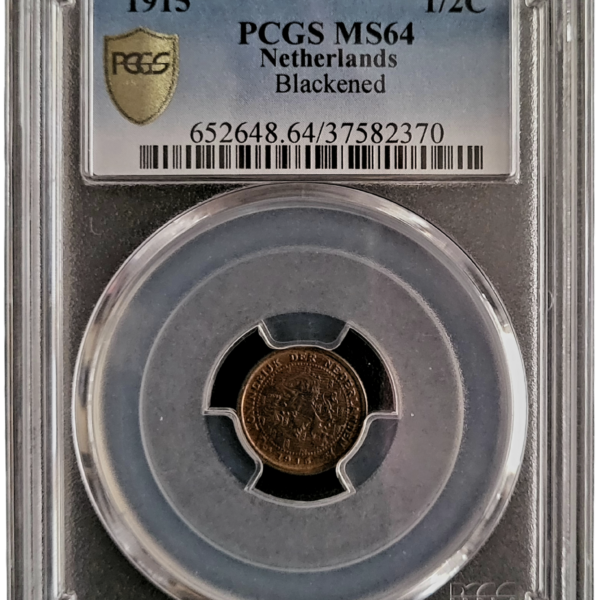 1/2 cent 1915 WIlhelmina PCGS MS64 Blackened