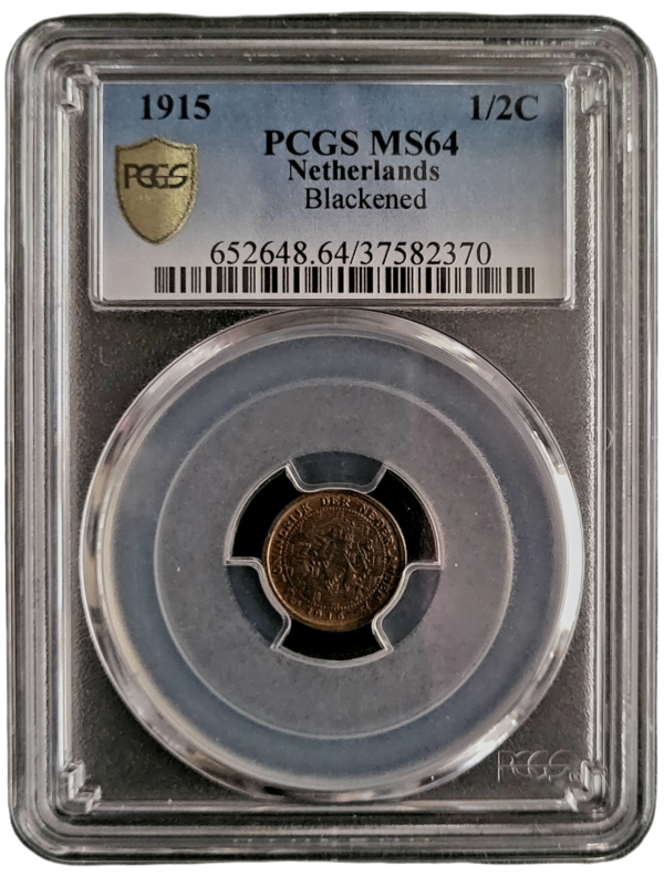 1/2 cent 1915 WIlhelmina PCGS MS64 Blackened