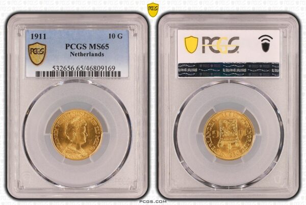 10 gulden 1911 MS65 PCGS