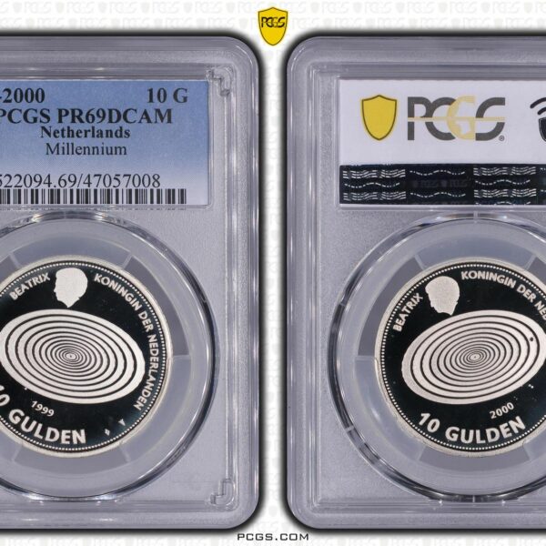 Serie 10 gulden 1994/1999 Proof (5 stuks) PR69DCAM PCGS gecertificeerd