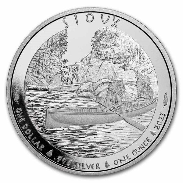 2023 1 oz silver 1 sioux indian chief canoe bu 269551 slab