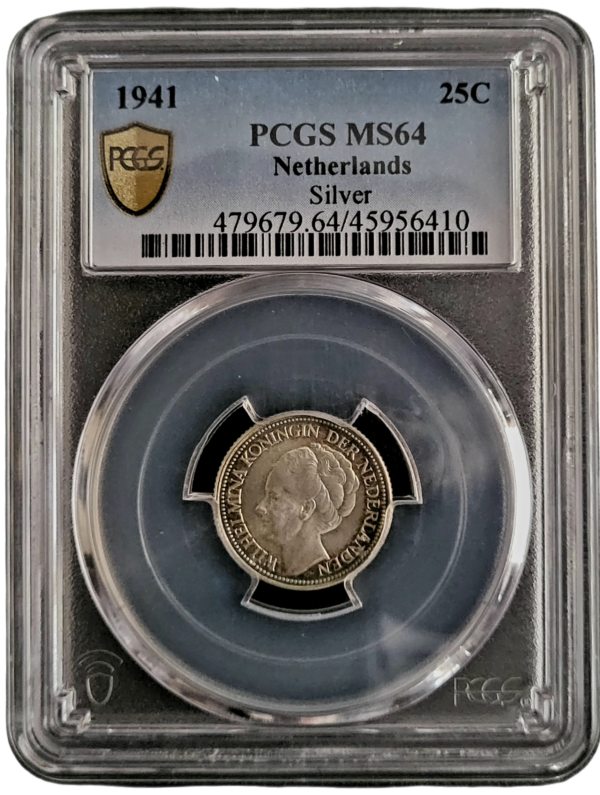 25 cent 1941 Wilhelmina MS64 PCGS