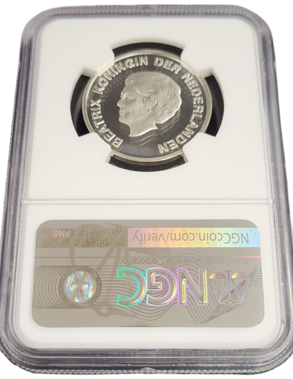 Aruba 5 florin 2005 zilveren regeringsjubileum PF69 UCAM NGC back