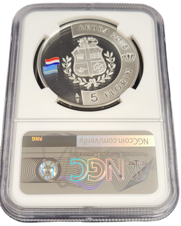 Aruba 5 florin 2015 Kingdom of Netherlands 200th Anniversary PF69 UCAM NGC back