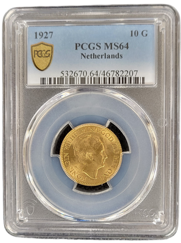 Gouden 10G 1927 PCGS MS64 Front