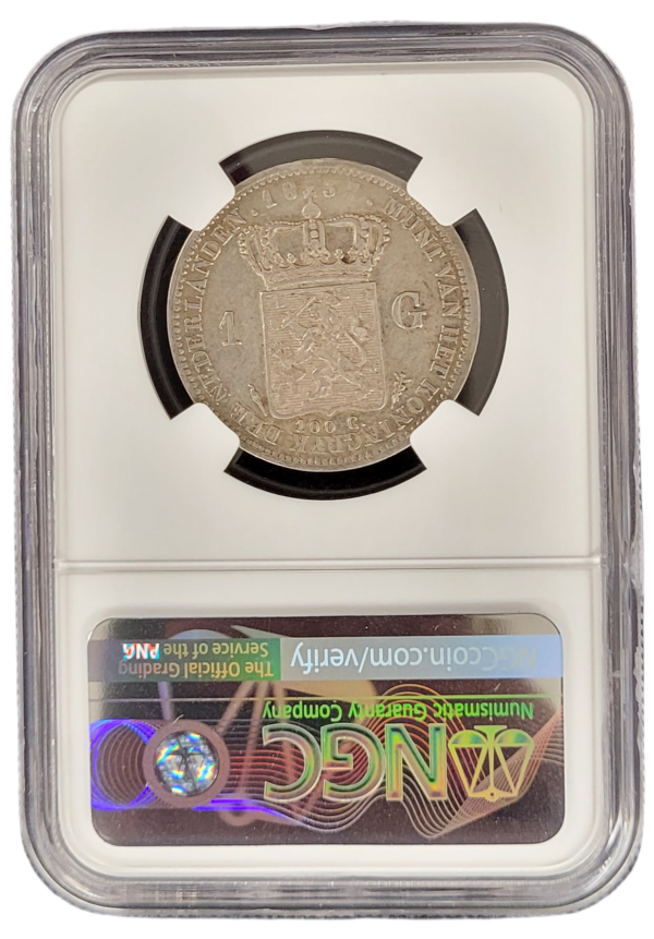 Koning Willem I 1 gulden 1837 AU53 NGC back