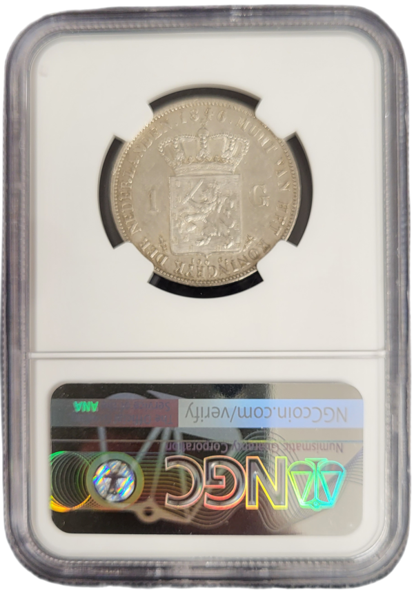 Koning Willem II 1 gulden 1846 lelie AU58 NGC back