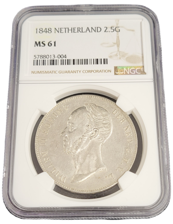 Koning Willem II 2.5 gulden 1848 MS61 NGC front