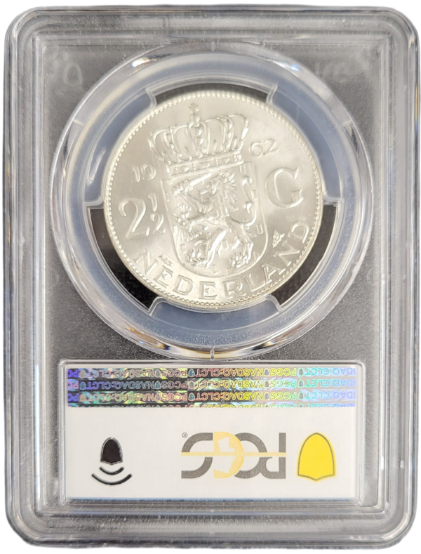 Koningin Juliana zilveren 2 1.2 gulden 1962 MS64 PCGS back