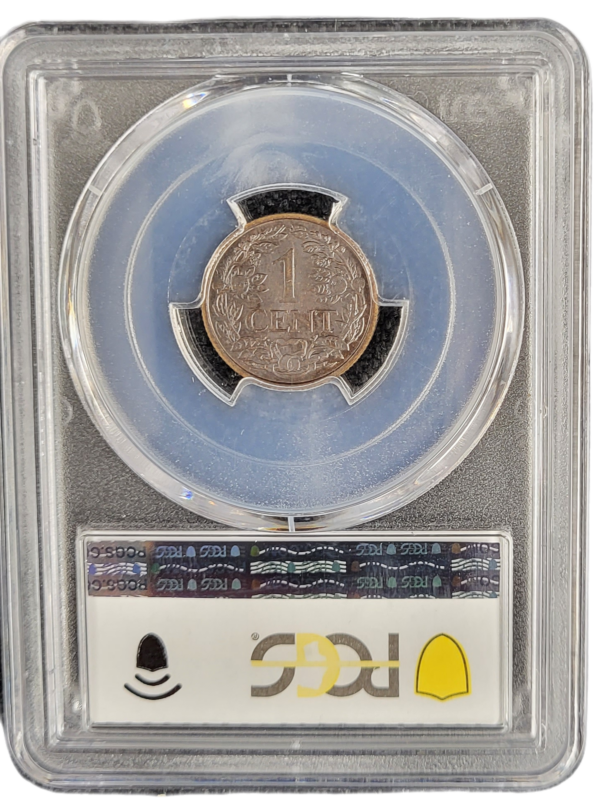 Koningin Wilhelmina 1 cent 1924 MS64 Blackened PCGS back