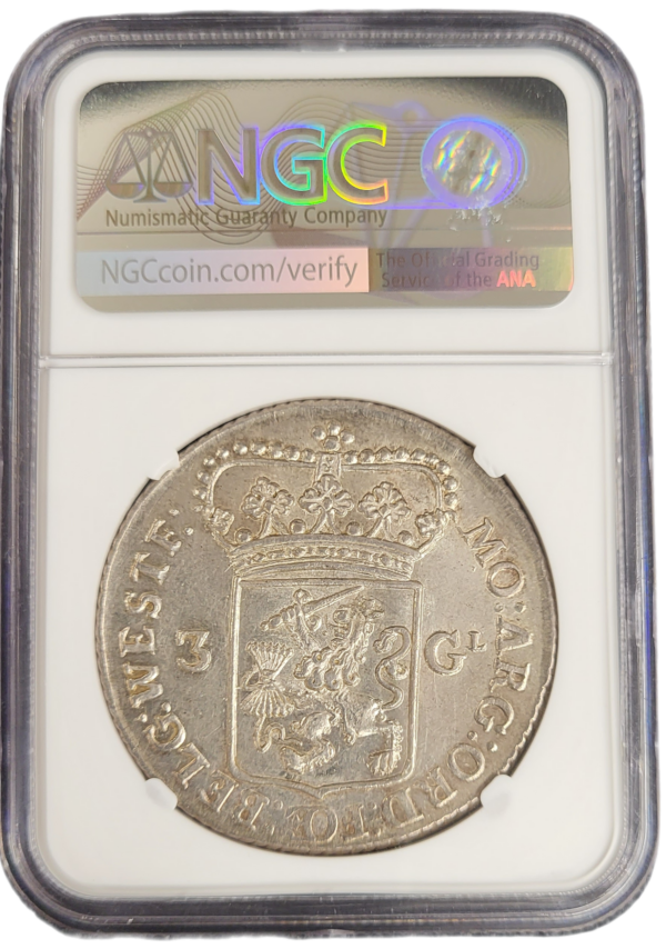 Provincie W.Friesland 3 gulden 1786 generaliteits NGC gecertificeerd MS62 back