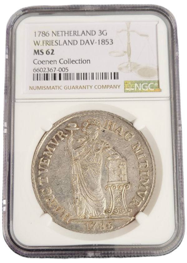 Provincie W.Friesland 3 gulden 1786 generaliteits NGC gecertificeerd MS62 front