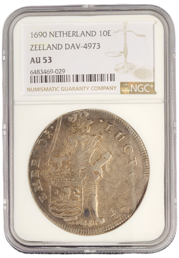 Provincie Zeeland Zilveren Dubbele Daalder of 10 Schelling 1690 NGC front