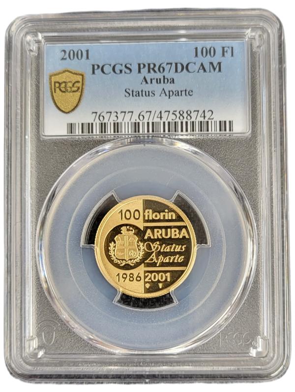 Aruba gouden 100 florin 2001 15 jaar Status Aparte PR67 DCAM PCGS front