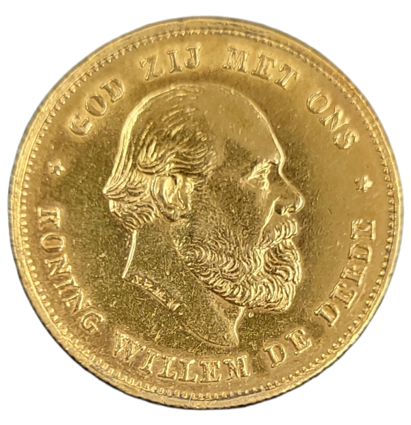 Gouden tien gulden Willem III 1875 Overslag 1875 over 1874 Zeldzaam back