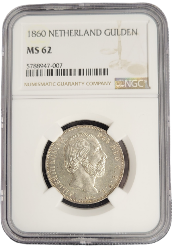Koning Willem III 1 Gulden 1860 MS62 NGC front
