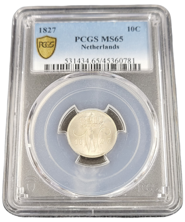 Koning Willlem I 10 cent 1827 Utrecht MS65 PCGS front