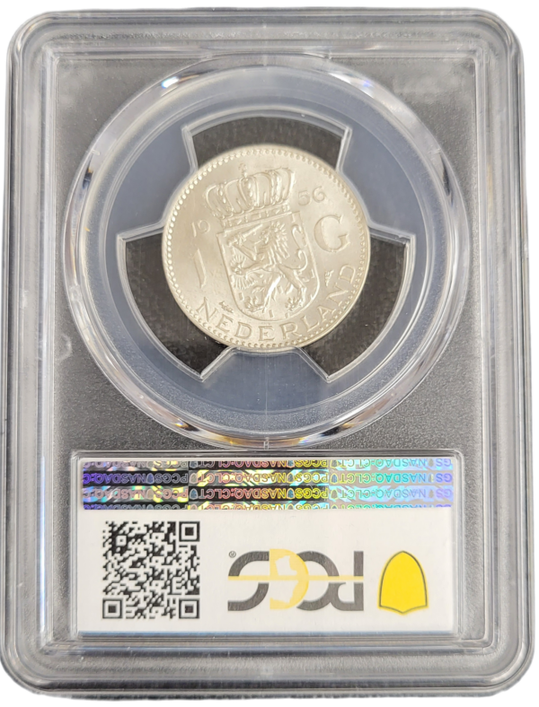 Koningin Juliana zilveren 1 gulden 1956 MS65 PCGS back