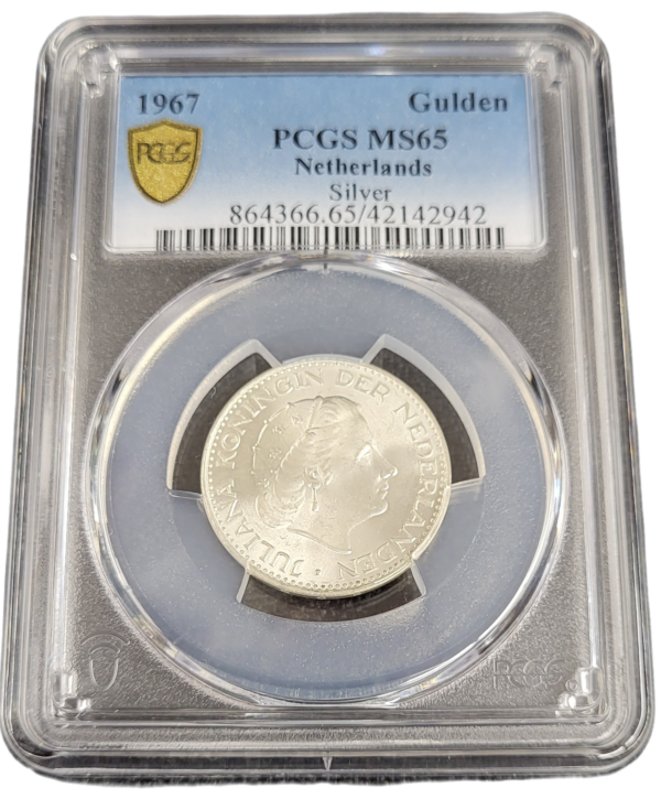 Koningin Juliana zilveren 1 gulden 1967 MS65 PCGS 42