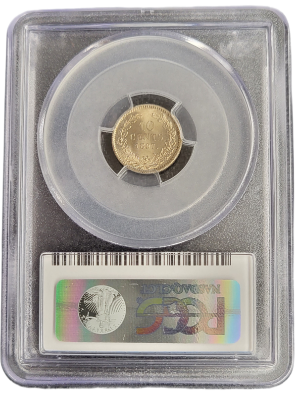 Koningin Wilhelmina 10 cent 1897 PCGS MS67 back