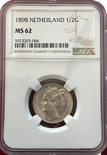 Halve gulden 1898 MS62 NGC