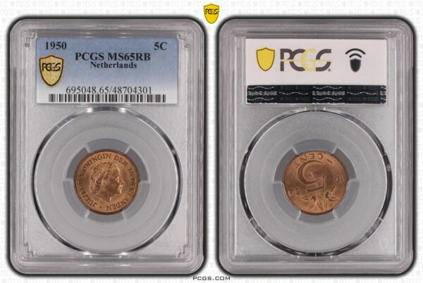 5 cent 1950 MS65 RB PCGS