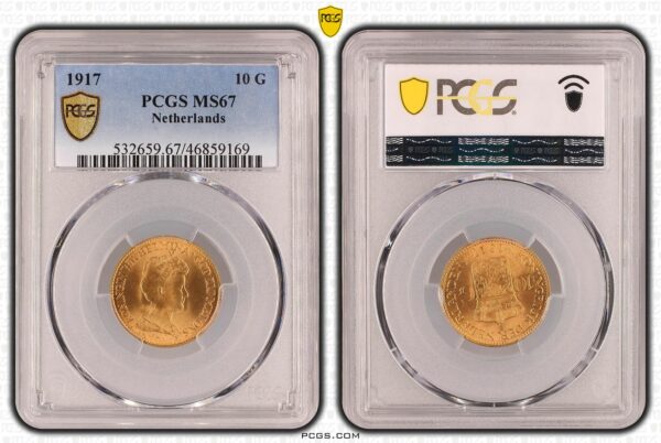 10 gulden 1917 MS67 PCGS