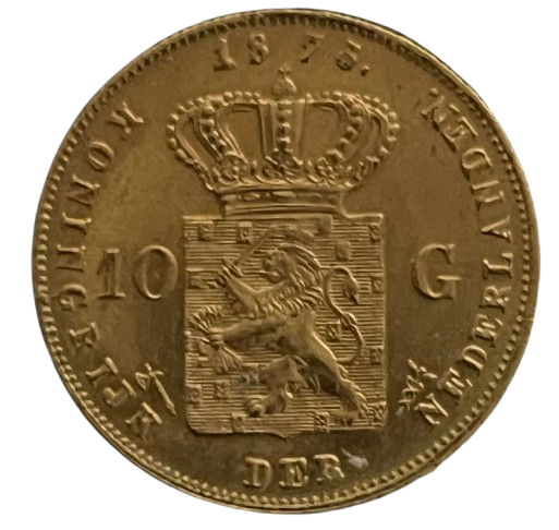 gouden tien gulden 1875 overslag 1874