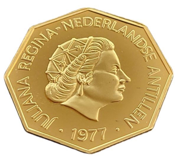 Gouden 200 Gulden 1977 7.55 gram Nederlandse Antillen back
