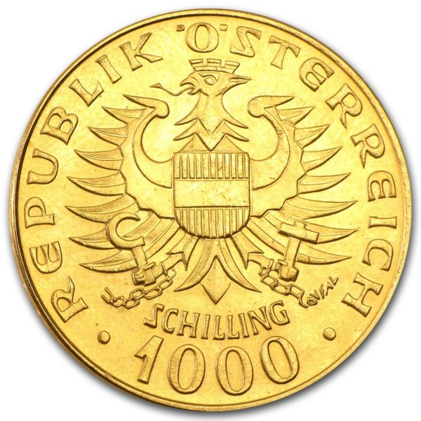Gouden Austria 1000 Schillings 1976 back