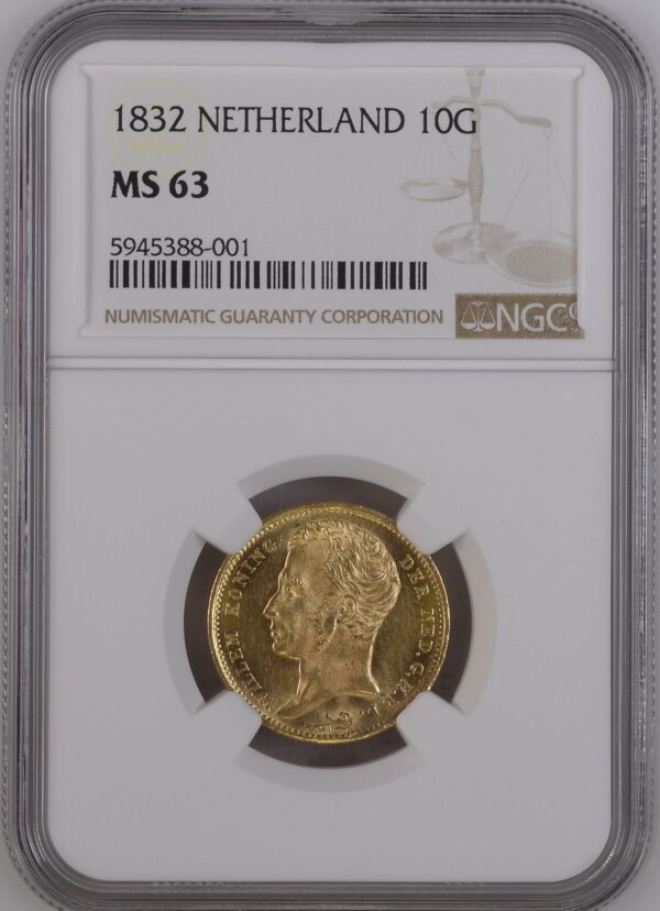 10 gulden 1832 MS63 NGC