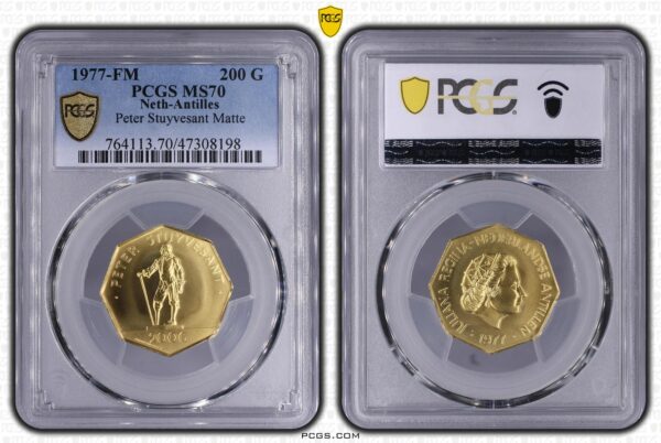 200 Gulden Peter Stuyvesant Matte PCGS MS70