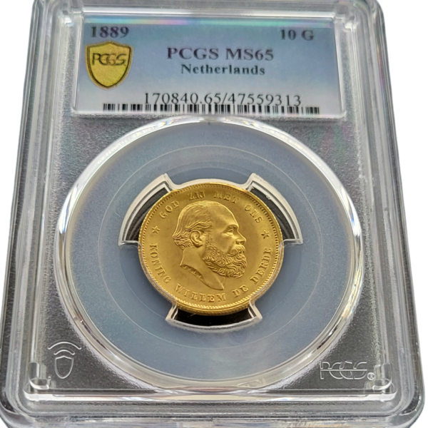 Gouden Willem III 10 gulden 1889 MS65 PCGS